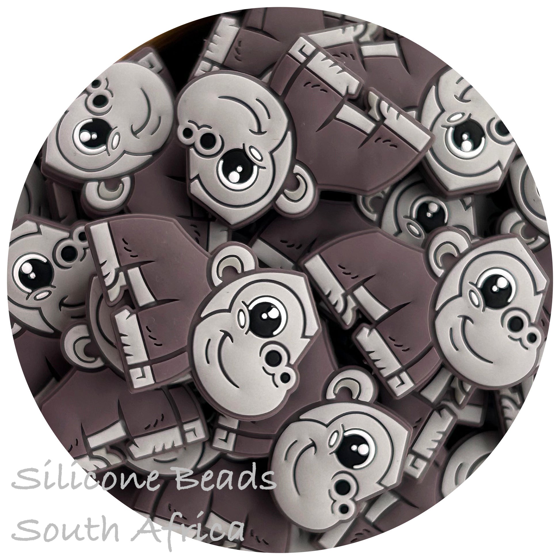 Gray Gorilla Silicone Beads, Gorilla Silicone Beads, Gorilla